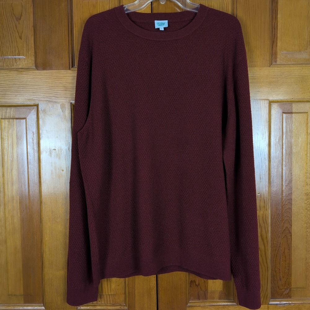 Elk Head Clothing Merino Cashmere Sweater Men XL Burgundy Textured Crewneck